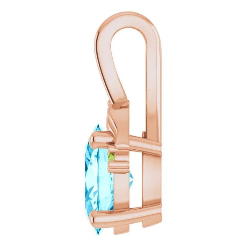 M.J. Couture Crystal Rose Aquamarine & Peridot Pendant, March Birthstone, Couture Everyday Wear Tranquil Healing Crystal Jewelry for Her/Mom - Image 3